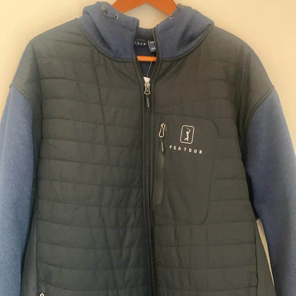 PGA‎ Tour Men’s 2XL Jacket Blue and Black Quilted and Fleece